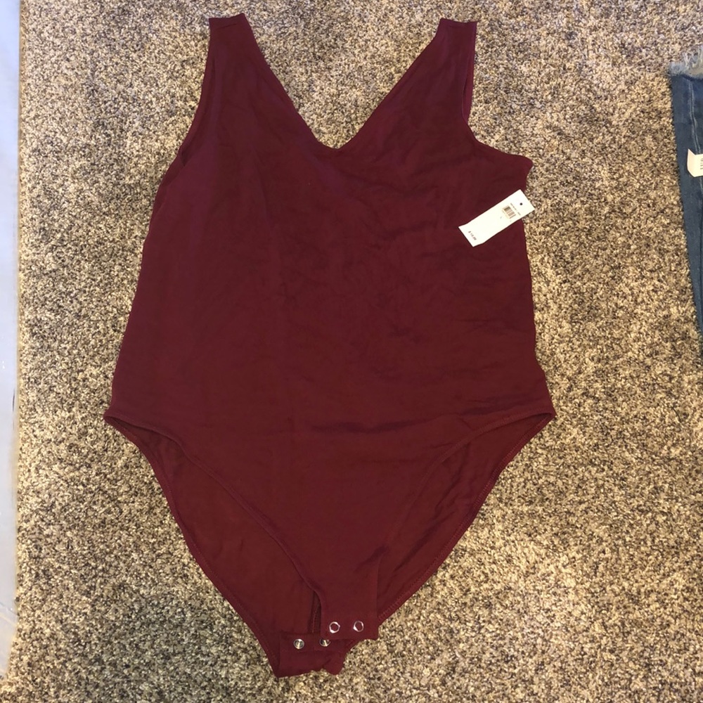 Burgundy V Neck Body suit